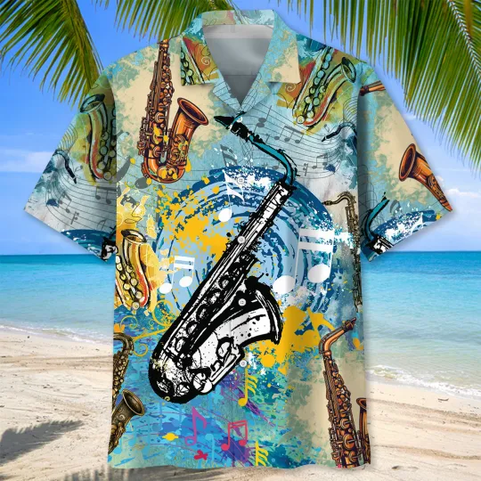 Discover Saxophone Color Hawaiian Shirt