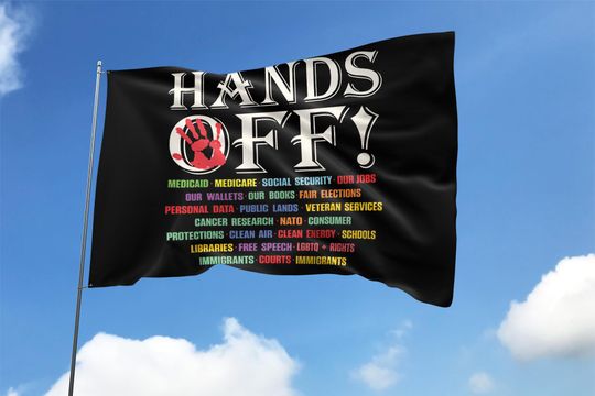 Discover Hands Off Protest House Flag, Resist Hate House Flag
