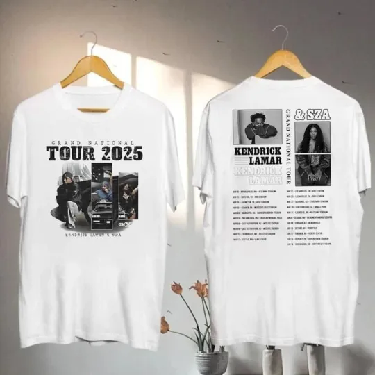 Discover Kendrick Lamar 2025 Grand National Tour T-Shirt  Kendrick Lamar   SZA Shirt