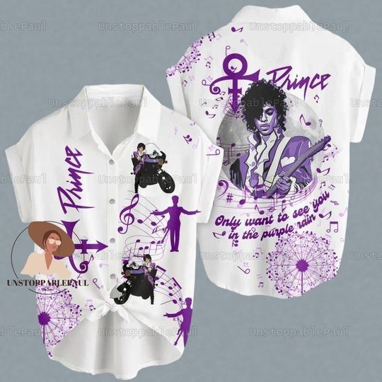 Discover Prince Purple Shirt, Pur Rain Hawaii Shirt, Prince Button Shirt