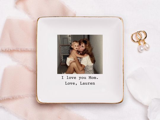 Discover Mothers Day Gift for Mom, Custom Photo Trinket Tray, Custom Ring Dish with Picture