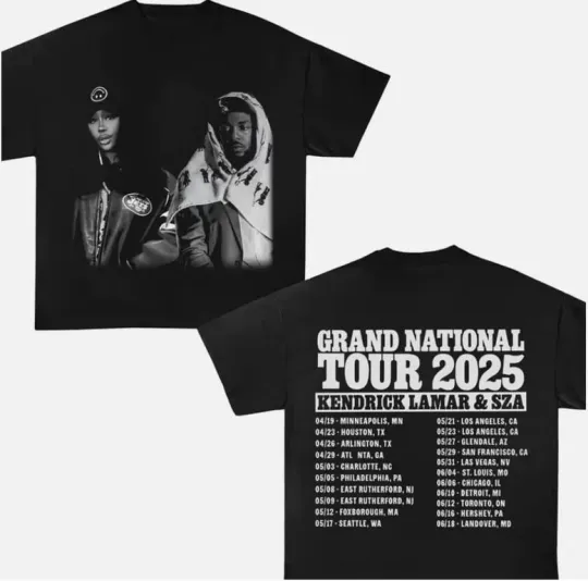 Discover Kendrick Lamar SZA 2025 Grand National Tour T-Shirt