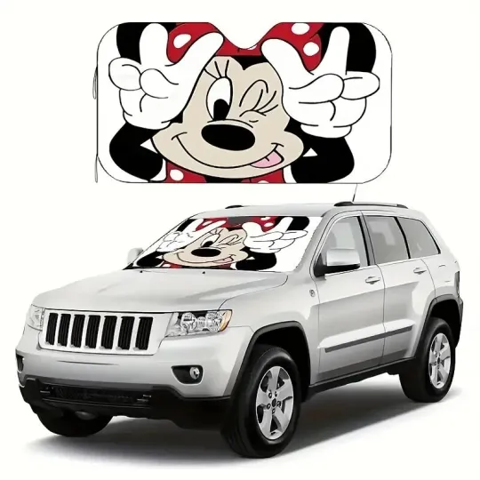 Discover Cute Minie Mouse Making Peace Sign Mother's Day Gift Car Windshield Sun Shade