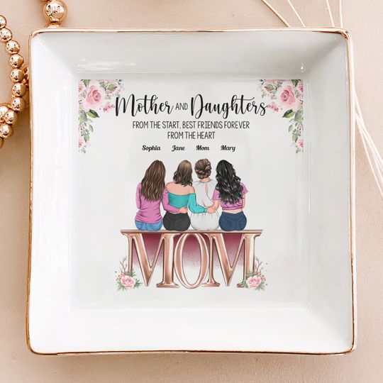 Discover Mother And Daughters Best Friends From The Heart Ver 2 - Personalized Jewelry Dish