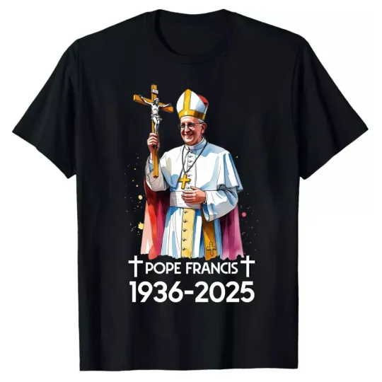 Discover Pope Francis Tribute Shirt 1936-2025 Memorial Catholic Graphic