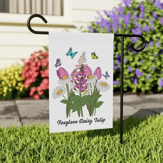 Discover Floral Butterflies Foxglove Daisy Tulip Foxtrots Deltas Tangos Retro Flag