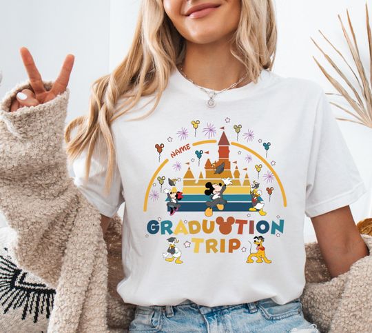 Discover Mickeyy and Friends Disneyyy Graduation 2025 Shirt, Disneyyy Grad Trip Shirt