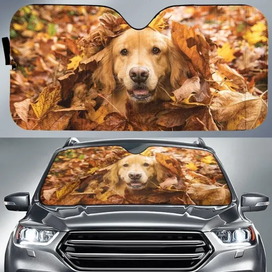 Discover Cute Golden Retriever Car Sunshade Custom Car Accessories