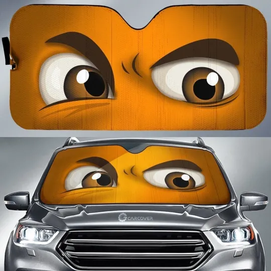 Discover Orange Challenging Car Eyes Sun Shade Funny Car Accessories