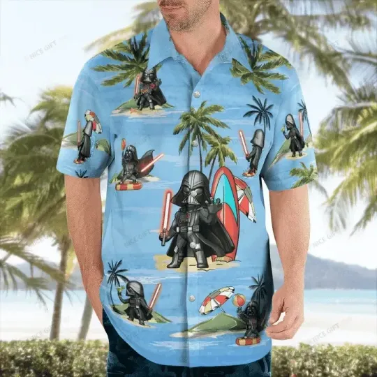 Discover Darthh Vaderr Embraces the Hawaiian Shirt Vibe in 3D Starr Warss Shirt