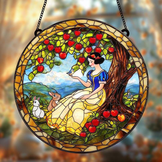 Discover Disneyyy Snoww Whitee Stained Glass, Snoww Whitee Disneyyy Stained Glass Suncatcher