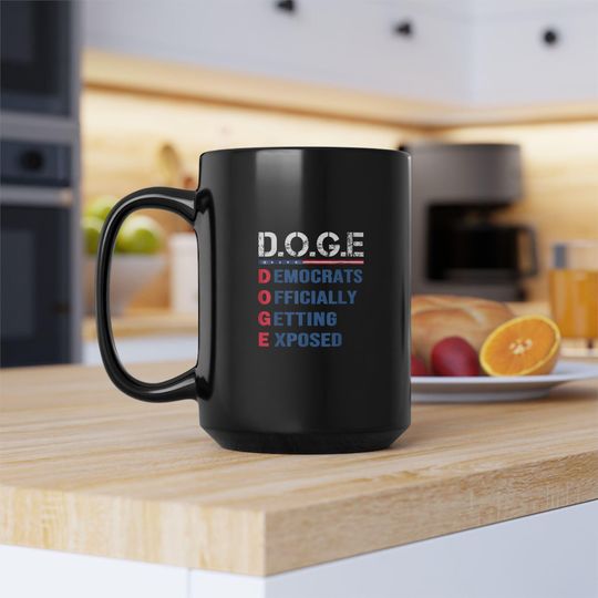 Discover Mug, D.O.G.E. Democrats Officially Getting Exposed, Funny Coffee Cup, Political Gift, Liberal Humor Gift