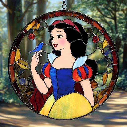 Discover Disneyyy Snoww Whitee Glass Suncatcher Ornament, Princess Snoww Whitee Suncatcher