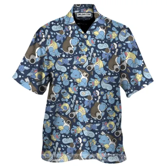 Discover Blastoise Wartortle Squirtle PKM Pattern Hawaiian Shirt For Men