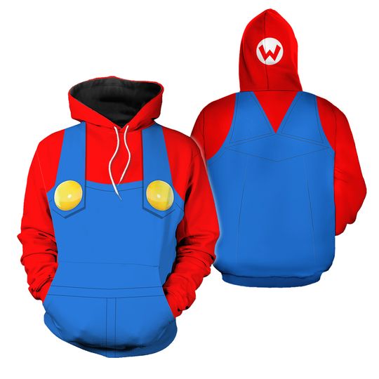 Discover Plumber Mario Cosplay Hoodie Outfits 3D Printed Pullover Pants Set Fancy Suit