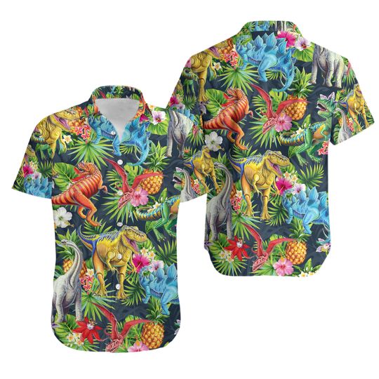 Discover Tropical Dinosaur Lover Hawaiian Shirt