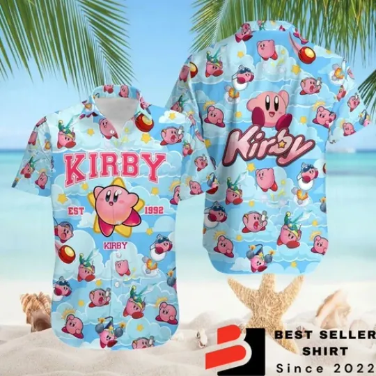 Discover Kirby Hawaii Shirt Kirby Game Hawaiian Shirt Cute Pink Kirby Birthday Shirt