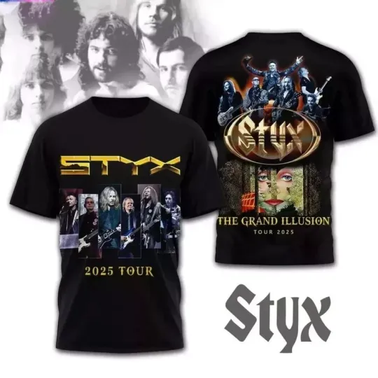 Discover Styxs BAND The Grand Illusion Tour 2025 3D T-Shirt Size S-5XL