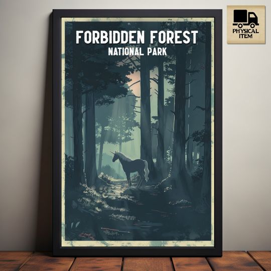 Discover Forbidden Forest, National Park Wizard Poster, HP Inspired Poster, Wizarding World Poster