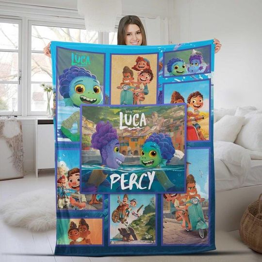 Discover Custom Name Luca Cartoon Blanket, Personalized Luca Blanket, Gift For Birthday