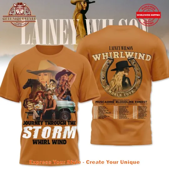 Discover Lainey Wilson Whirlwind World Tour 2025 3D T-Shirt