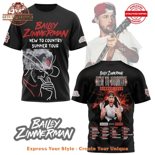 Discover Bailey Zimmerman New To Country Summer Tour 3D T-Shirt