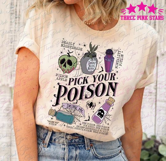 Discover Retro Pick Your Poison Shirt, Villains Halloween Shirt