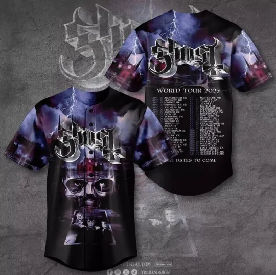 Discover Ghost Band Baseball Jersey 2025 Ghost Band World Tour Jersey Gifts Fan