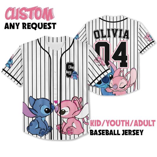 Discover Personalized Lilo And Stitchh Baseball Jersey, Custom Kid Youth Adult Baseball Jersey