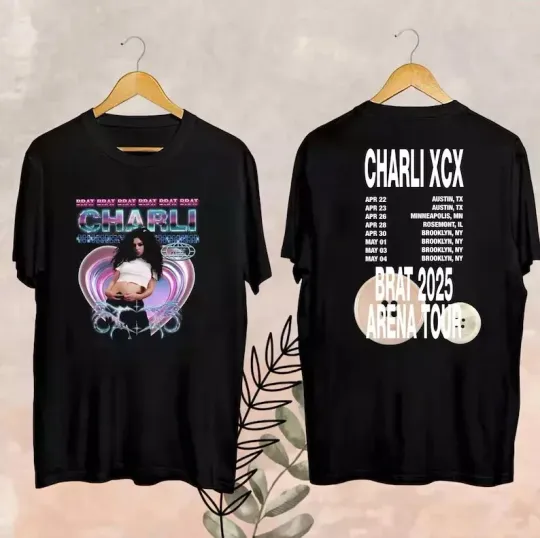Discover Charli XCX Brat Arena Tour Double Sided T-shirts, Charli XCX Concert