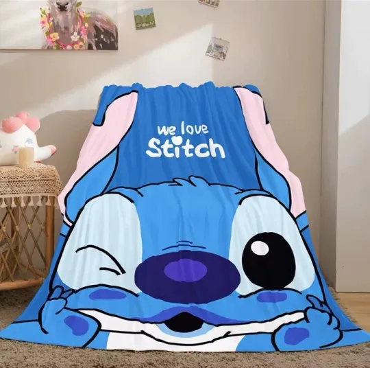 Discover Lilo Stitchh Throw Blanket Plush Warm Decoration Bed Home Blankets kid quilt