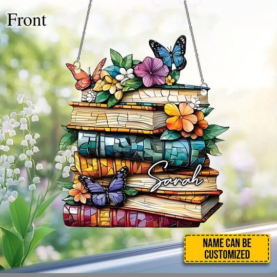 Discover Flower Book Suncatcher, Library Books Gifts, Book Lover Gift