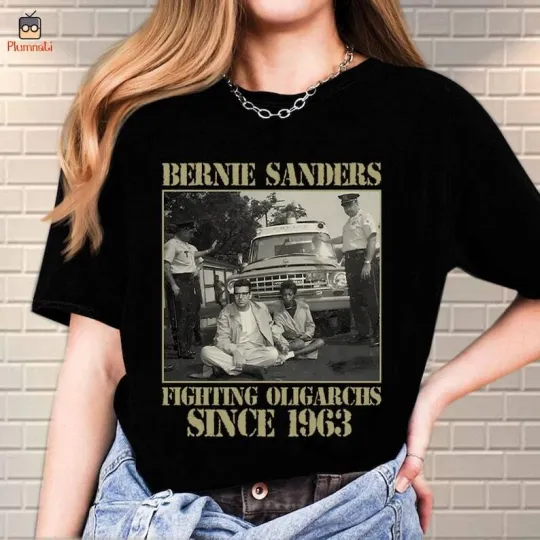 Discover Bernie Sanders Fight Oligarchy Tour 1963 Shirt, Political Activism T-Shirt