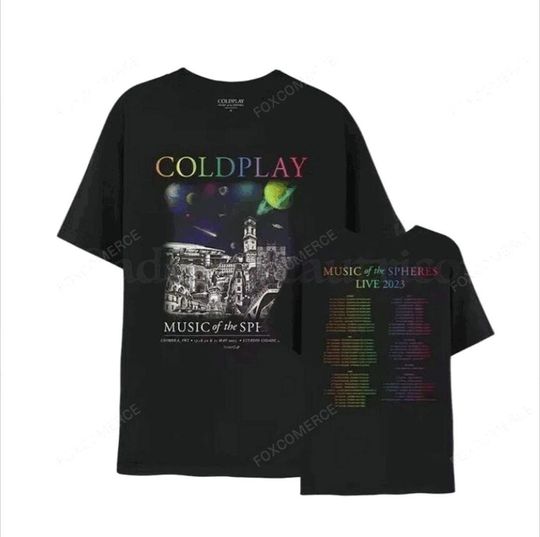 Discover 2025 coldplay world tour double sided t-shirt