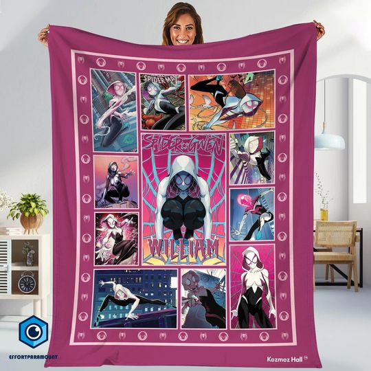 Discover Personalized Name Spider Gwen Blanket, Spidey and His Amazing Friends Blanket