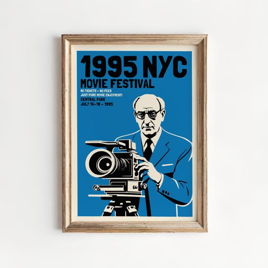 Discover NYC Movie Festival Poster, Retro Central Park Film Event Wall Art