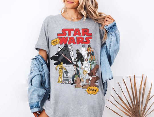 Discover Starr Warss Choose your path Characters Group Shirt, Retro Starr Warss Fan Shirt