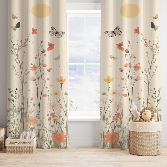 Discover Watercolor Pastel Florals Baby Girl Room Ultra Soft Curtain Nursery Curtains Window Curtains