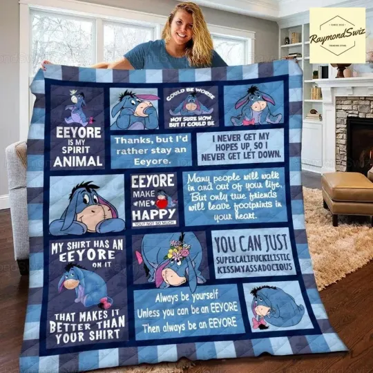 Discover Eeyoree winniee the poohh Disneyyy Doneky All Over Print Best Price Quilt blanket