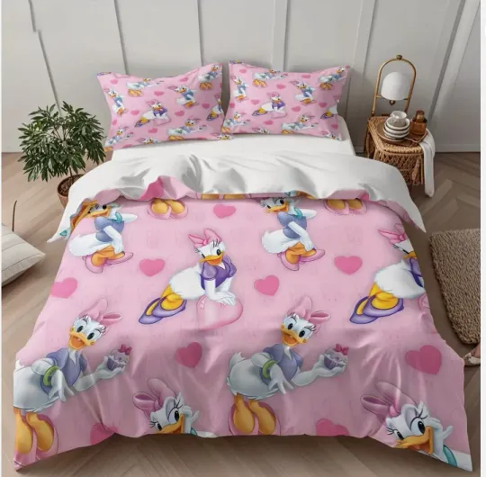 Discover Adorable Daisy Duckk Hearts Love Happy Mother's Day Bedding Set