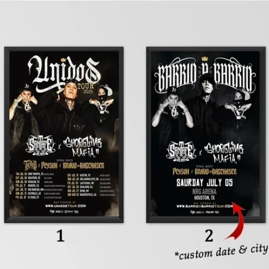 Discover Custom Poster - Santa Fe Klan And Shoreline Mafia Unidos Tour Dates 2025 Poster
