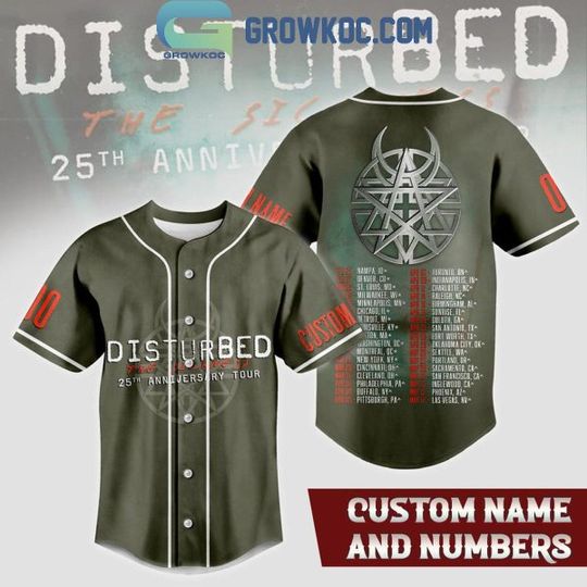 Discover Disturbed 25th Anniversary Tour 2025 Fan Personalized Baseball Jersey