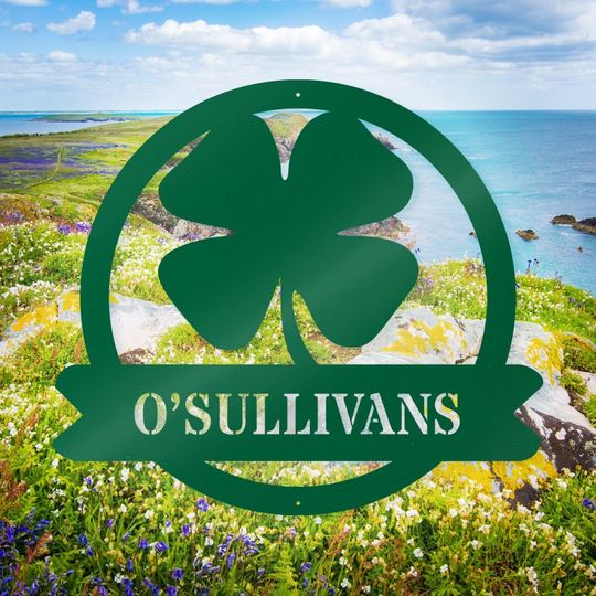 Discover Lucky 4 Leaf Clover - Personalized Metal Monogram -  Irish Family Sign- Family Name Metal Sign