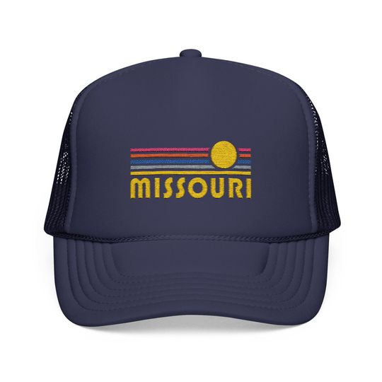 Discover Missouri Embroidered Foam Trucker Hat - Retro Sunset