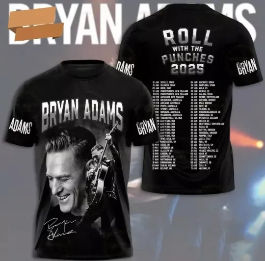 Discover Bryan Adams Roll With The Punches 2025 AOP 3D T-shirt