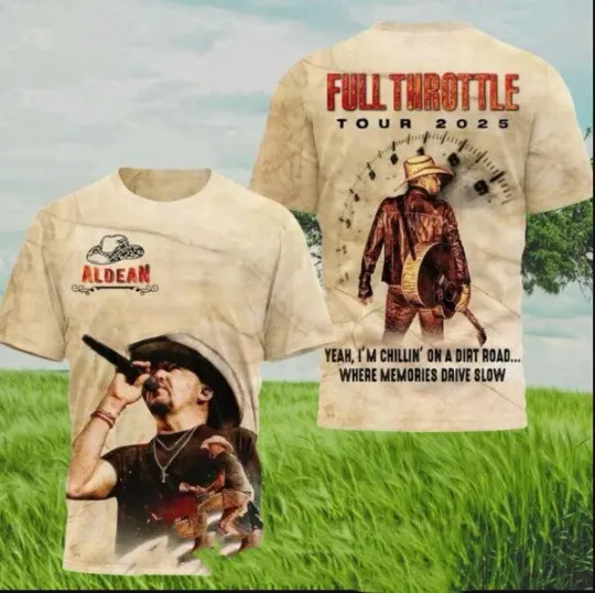 Discover Jason Aldean Full Throttle Tour 2025 AOP 3D T-Shirt