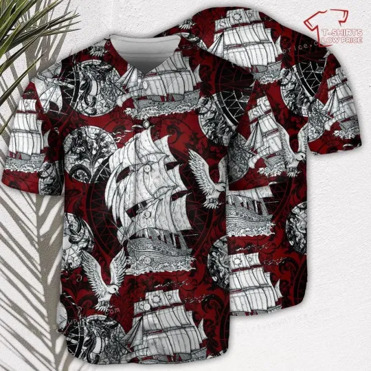 Discover Sailing Ship Old Vintage Anchor Sea Life Baseball Jersey For Men And Women