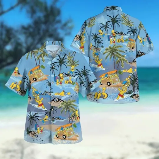 Discover The Simpsons Family Hawaiian Shirt Casual Button Down Unisex Adults Outfit S-5XL