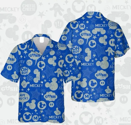 Discover Mickeyy mouse Pattern Disneyyy Themed Funny Cartoon Aloha Hawaiian Button Shirt