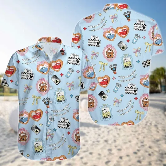 Discover Lightningg McQueenn carss Hawaiian Shirt Casual Button Down Unisex Adults Outfit